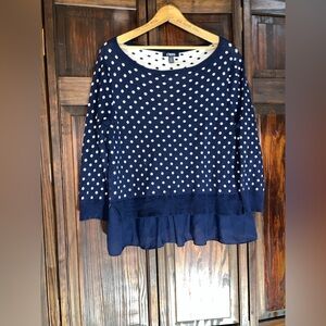 Chaps Black and White Polka‎ Dot Knit